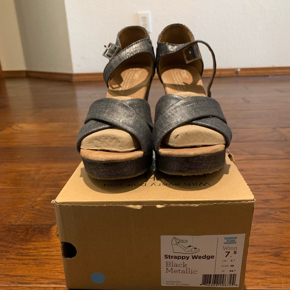 Toms Linen Strappy wedge |  Size 7.5